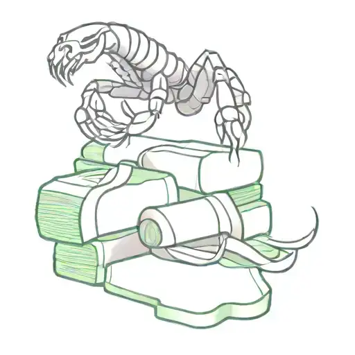 A Minimalist Design Of A Scorpion Crawling Over A Stack Of Dollar Bills