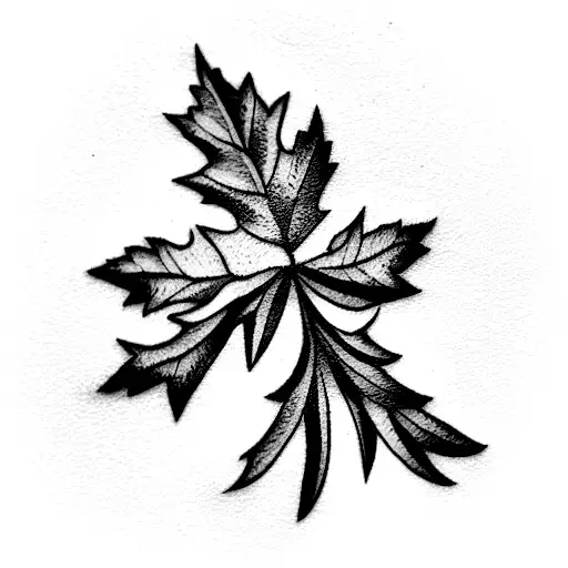 A Small Simple Tattoo Of An Oak Leaf And A Wooden Spool Symbolizing A Grandfather And Grandmother