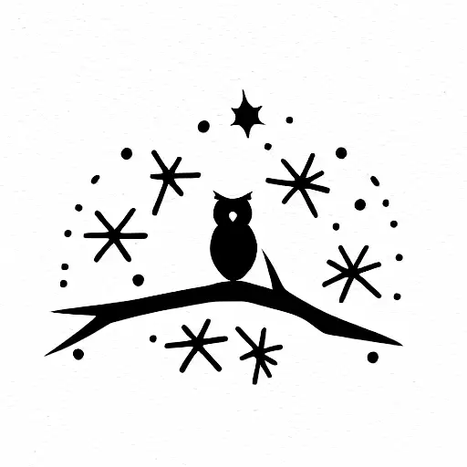 Owl In A Tree With The Sagittarius Constellation In The Sky