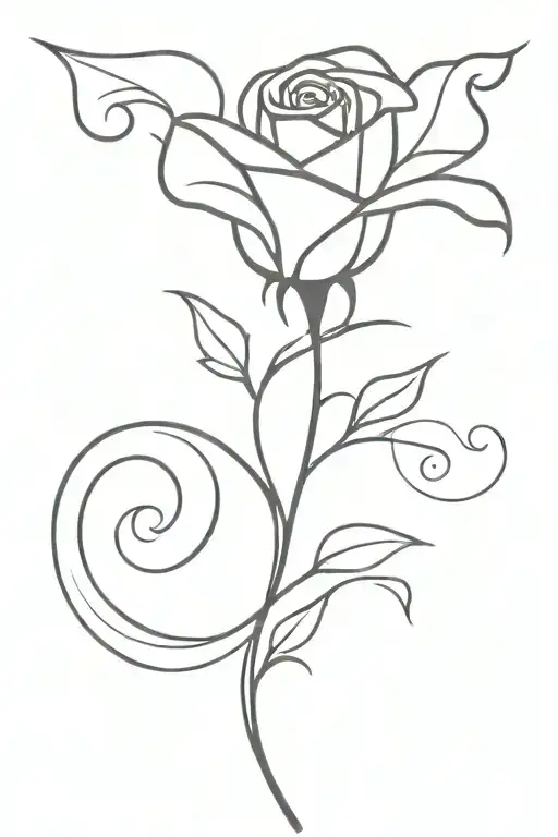 Single Rose With Swirl Stem And Heart At The End
