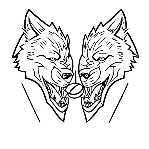 Kickboxer And A Wolf Facing Each Other In A Battle Stance