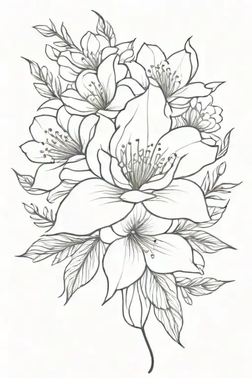Flower Bouquet Fine Line
