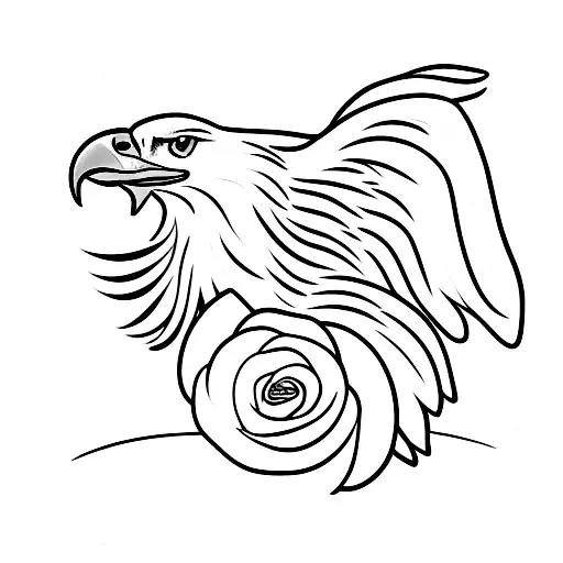 Eagle With Rose In Its Mouth
