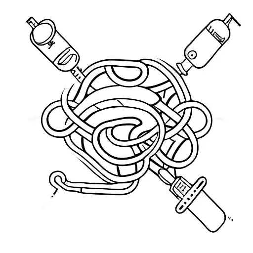 A Minimalist Tattoo Of A Snake Coiled Around A Syringe