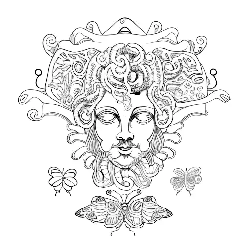 Semicolon Medusa With Butterfly Shape