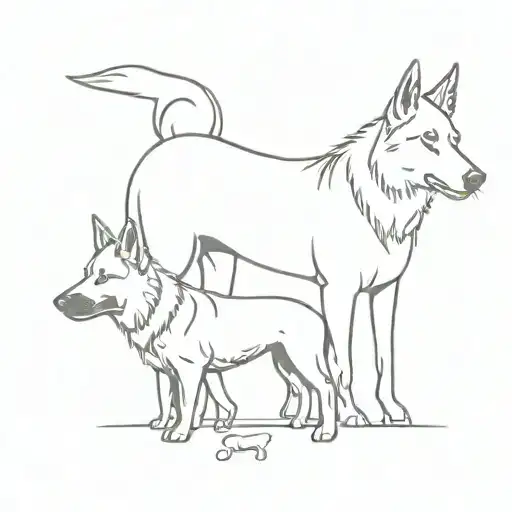 A Horse And Two German Shepherds