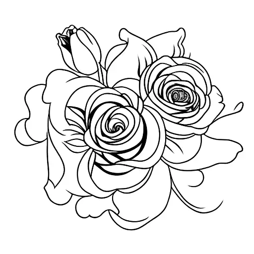 Fine Line Tulip And Rose Crossing With Each Other