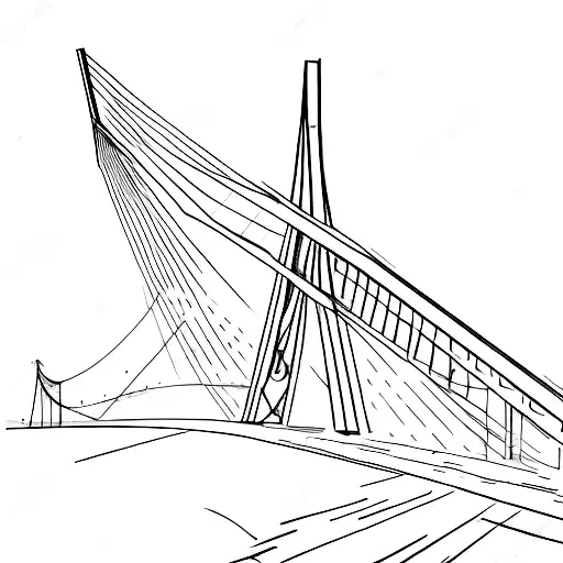 A Sketch Of The Erasmus Bridge With A Music Festival In Front Of It