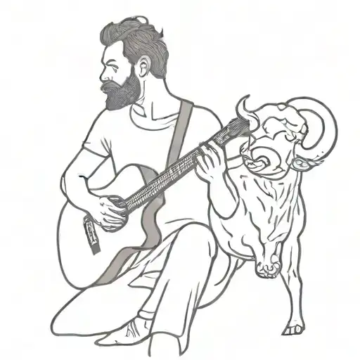 Humain With Buffalo Head Playing Guitar