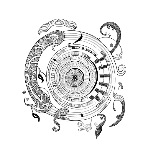 An Intricately Designed Music Note Surrounded By Colorful Ocean Creatures