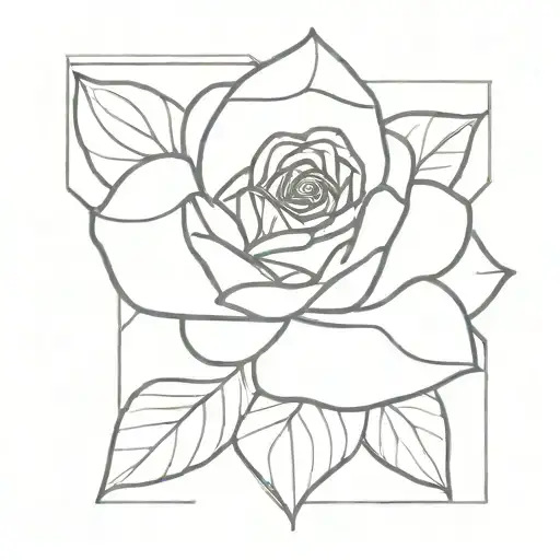 A Minimalist Geometric Design Of A Rose With The Name 'Hicham' Hidden Within The Petals