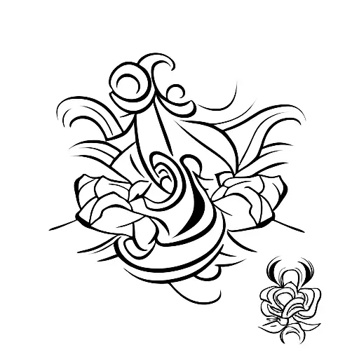 Fleur De Lis And Rose In A Line