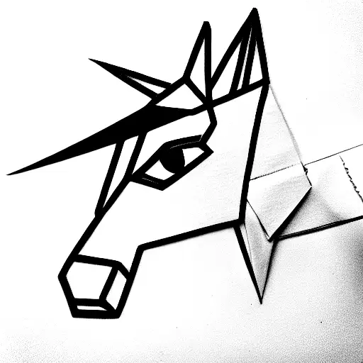 Full Body Origami Unicorn Made With A Single Line