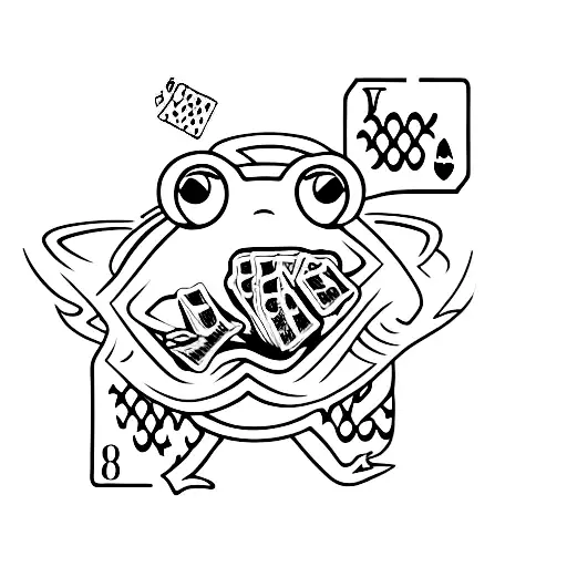 Frog With Glasses And Poker Cards In Hand