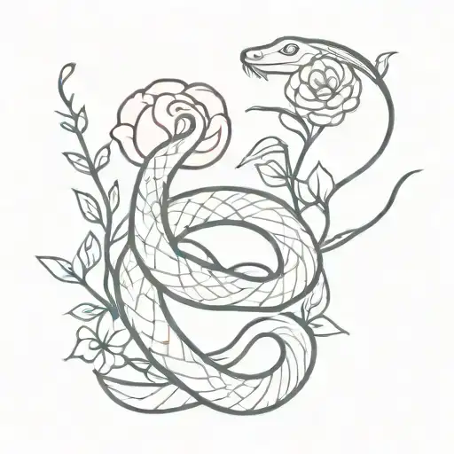 Snake In Flowers
