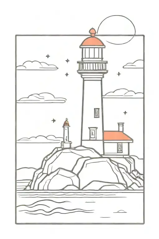 Small Lighthouse With Shining Beam Cutting