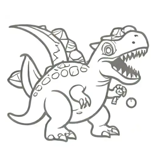 Cartoon Dinosaur Holding Candy