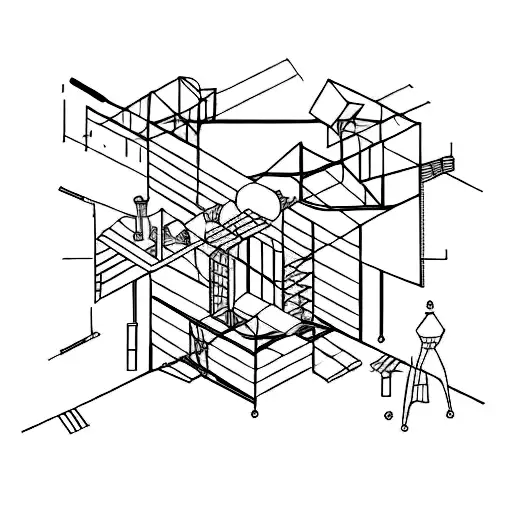 An Abstract Design Combining A Boxing Ring And A Furniture Blueprint