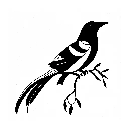 Magpie On A Tree Branch