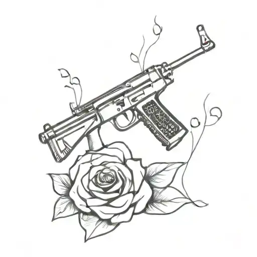 Ak 47 And Broken Rose