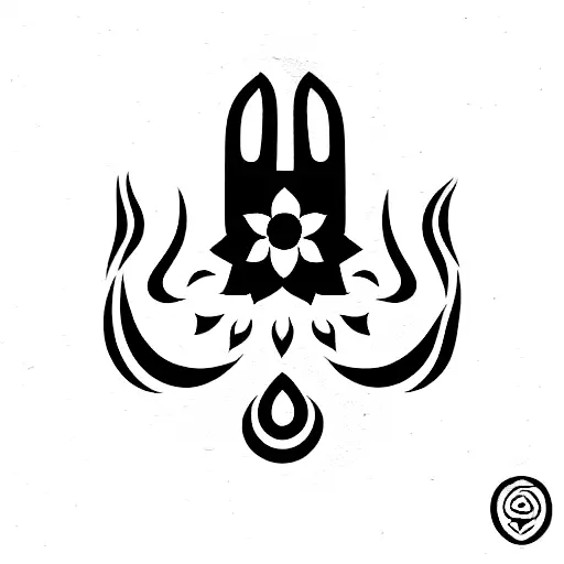 Unalome Symbol With Hamsa And Yin Yang