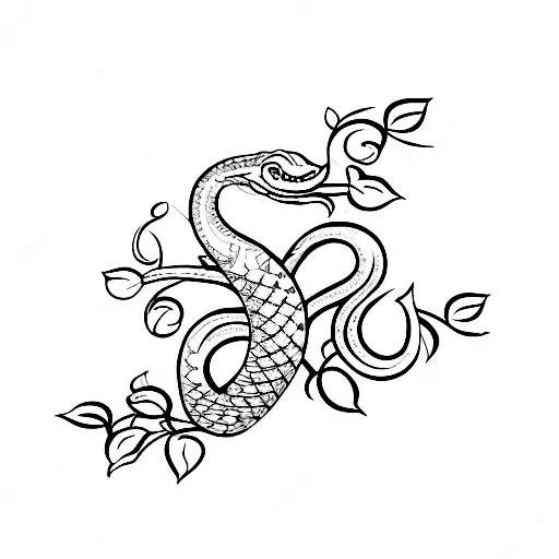Snake With Flowers And Vines
