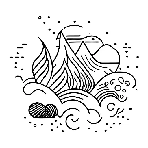 Square Border With Sunset And Ocean Simple