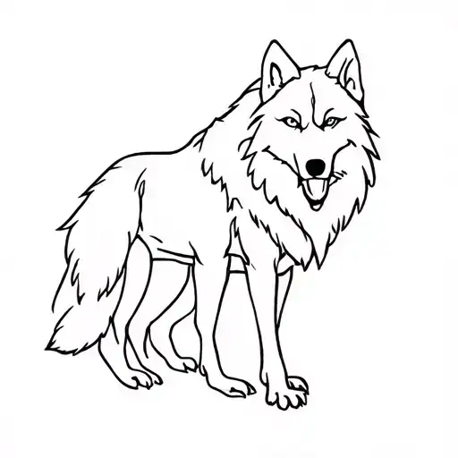 Wolf Protecting The Family Of 4