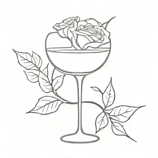 Margarita Glass With A Rose Intertwined