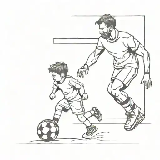 Dad And Son Playing Football