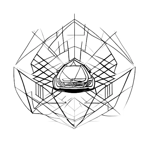 Car Related Artwork Withing A Triangle