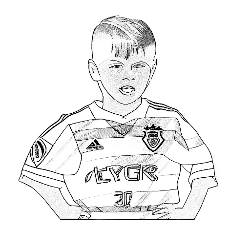 A Young Boy Back In A Soccer Uniform