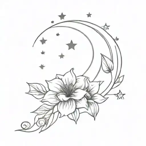 Moon And Stars And Moonflower