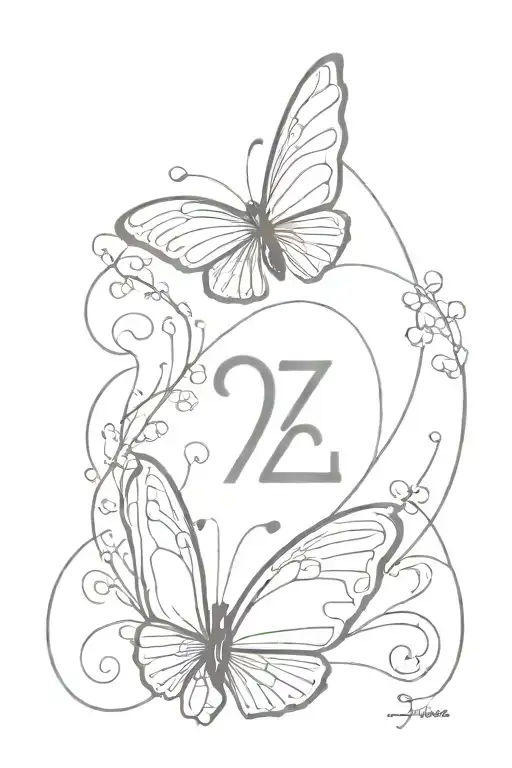 Butterfly With Semicolon And 222 Angel Number
