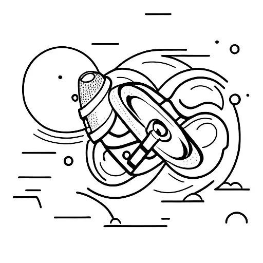 A Minimalist Tattoo Of A Galaxy With A Ufo Abducting A Shopping Cart