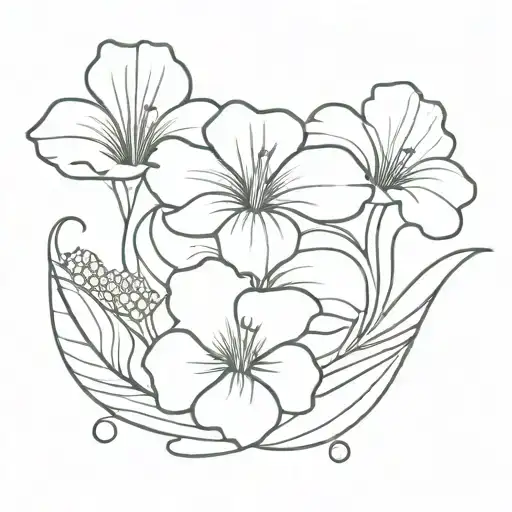 Hisbiscus And Ocean Waves