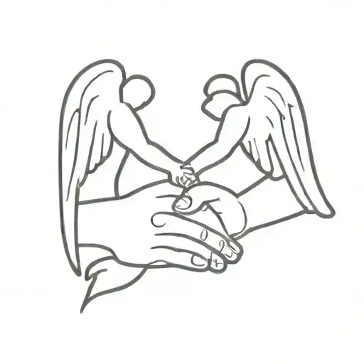 Angel And Biker Shaking Hands