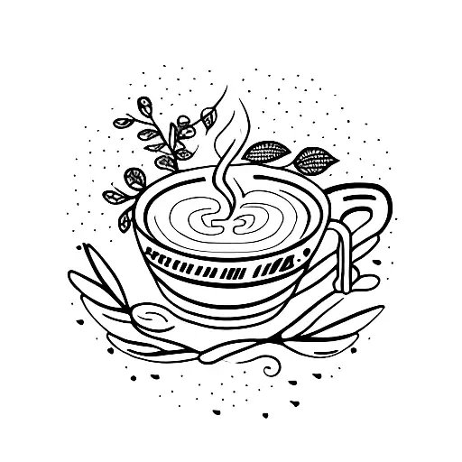 A Serene Coffee Cup Surrounded By Calming Nature Elements