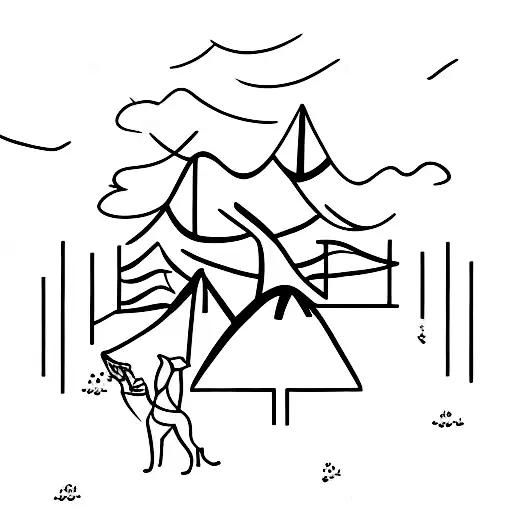 A Person Walking With His Dog In The Deserted Forest