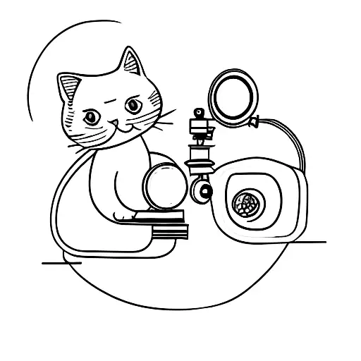 Cute Cat Looking Through A Microscope
