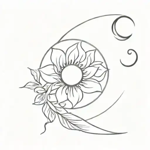 Flower Fineline Moon Sun Boho