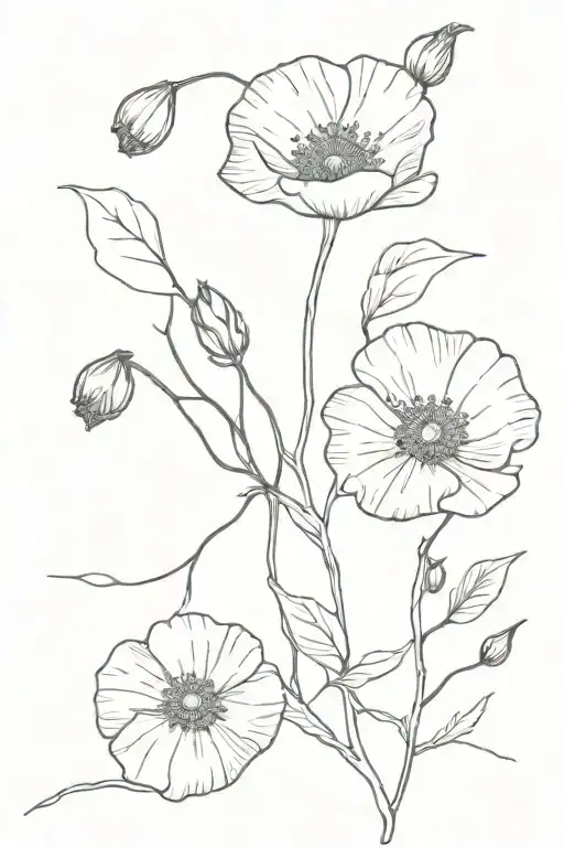 Poppy With Morning Glory Vine