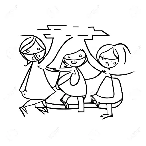 Girls Holding A Tree Branch In Protest