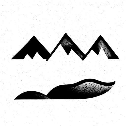 One Line Mountain And Wave