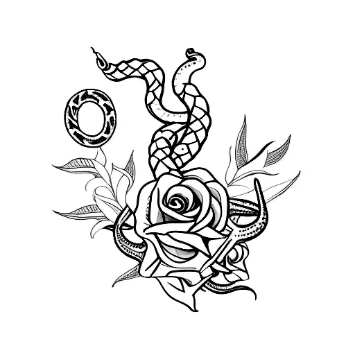 Dagger With Flowers And Snake