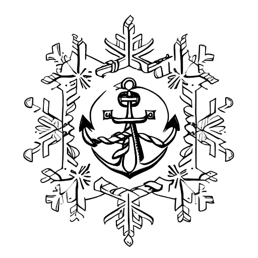 Anchor Made Of Skis And Snowflakes