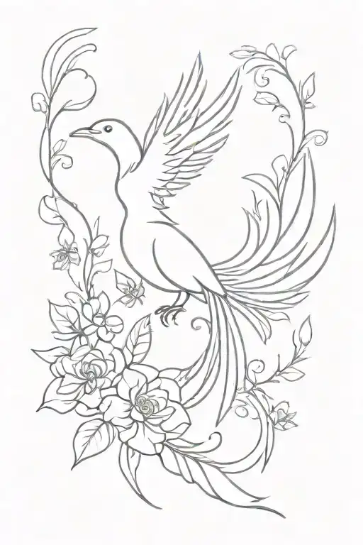 Phoenix And Flowers Bottom Part