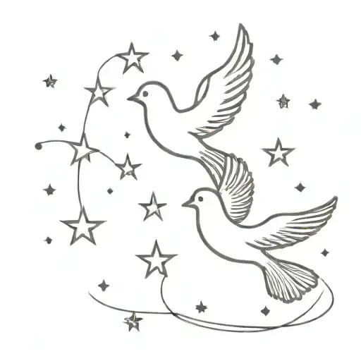 Unalome Stars Dove Flying