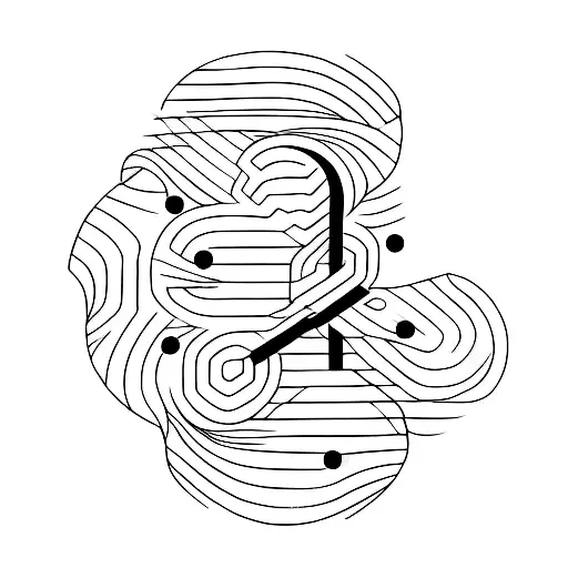 A Line Art Tattoo With Of Person Running That's Shaped Like The Letter R