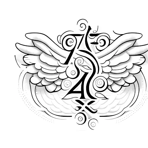 A Minimalist Tattoo Of Angel Wings Forming The Number '321'